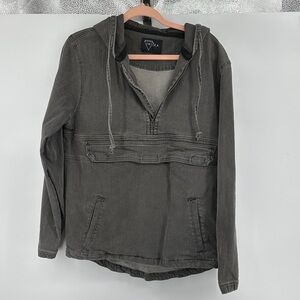 Troika Women's Gray Utility Style Denim Pullover Front Center Pocket SZ XL